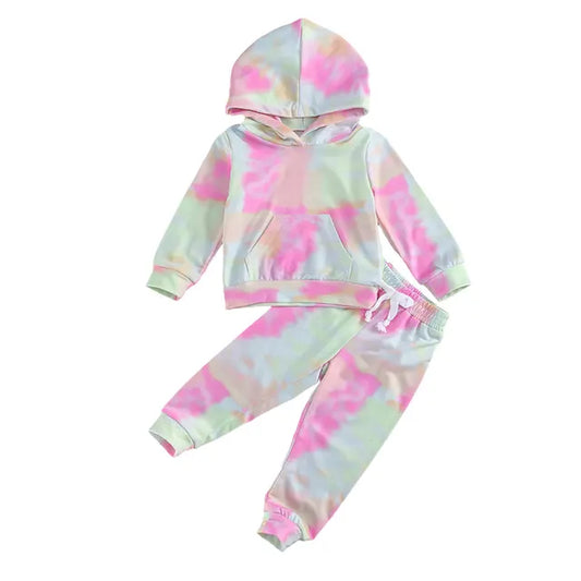 18M-6Y Baby Girls Tie Dye Clothes Sets Baby Girl Long Sleeve Hoodies + Kid Pants Kids Outfits Set Toddler
